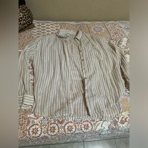 Tan and white button up